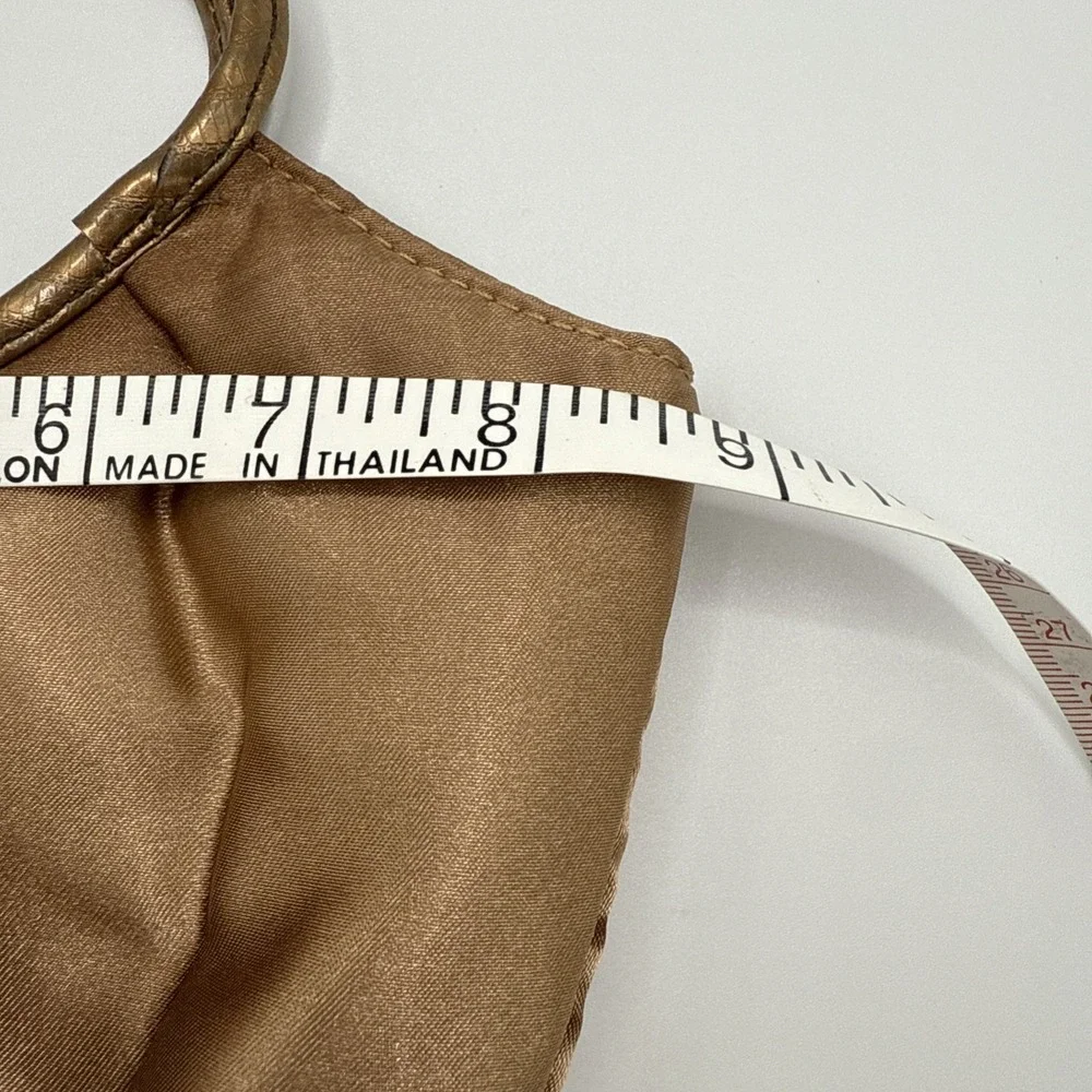 Vintage Avon Light Bronze Satin‎ Hand Bag Evening Purse Y2K Snap Closure Pocket